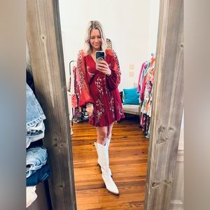 Free People Red Floral Dress